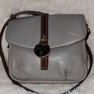 DOONEY & BOURKE Samba In Grey Pebbled Leather, Flap Crossbody Bag
